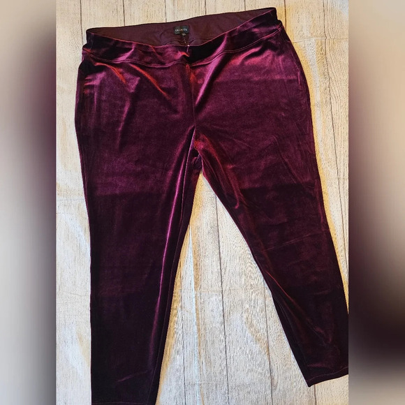 Talbots Plus •Size 22W• Pull On Velveteen Burgundy Pants Career Casual •New Tag• - Picture 10 of 11